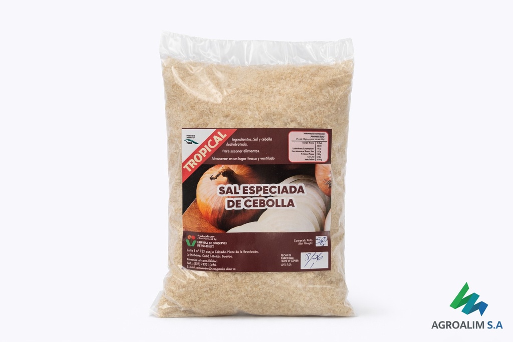 Sal especiada con cebolla en bolsas de con 500 g 