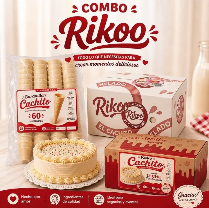 Combo Cachito (Cake 15cm, Caja de Helado, Barquillas)
