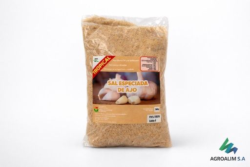 Sal especiada con ajo en bolsas de 500g 